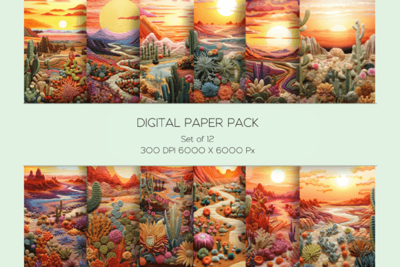 3D Desert Landscape Embroidery Paper Set