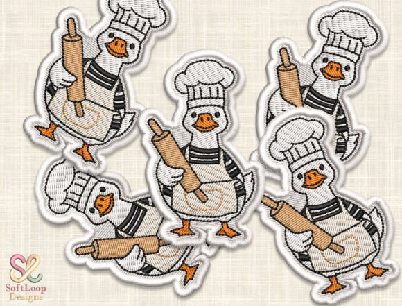 CHEF GOOSE Patch Embroidery Design