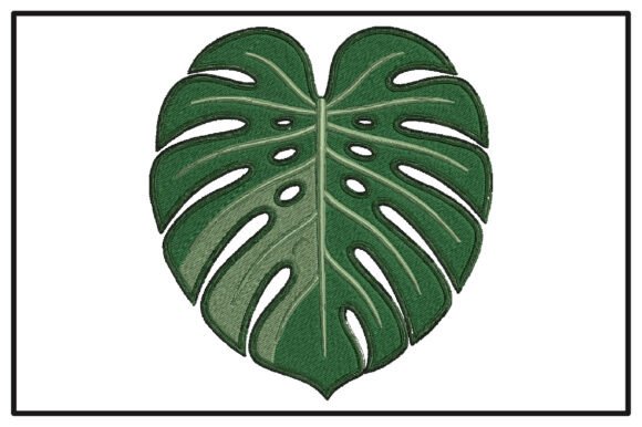 Detailed Monstera Leaf Embroidery Design